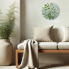 1pc 8 Inch Round Herbal & Aromatic Plant Design Aluminum Sign - High Quality & W