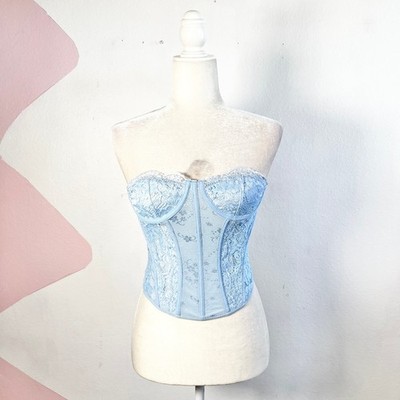Blue Lace Corset Bustier Coachella Festival Rave Small