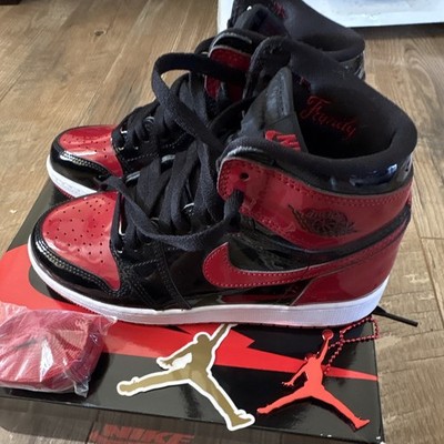 Jordan Air Jordan 1 (GS) Patent Leather Bred Black/Red High Top 5Y EU37.5