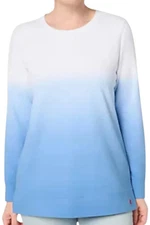 Denim & Co. Women's French Terry Dip Dye Tunic Indigo Sea