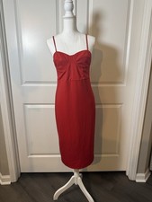 Lulus Red Midi Bodycon Dress Sweetheart Neckline Sleeveless Size M Party