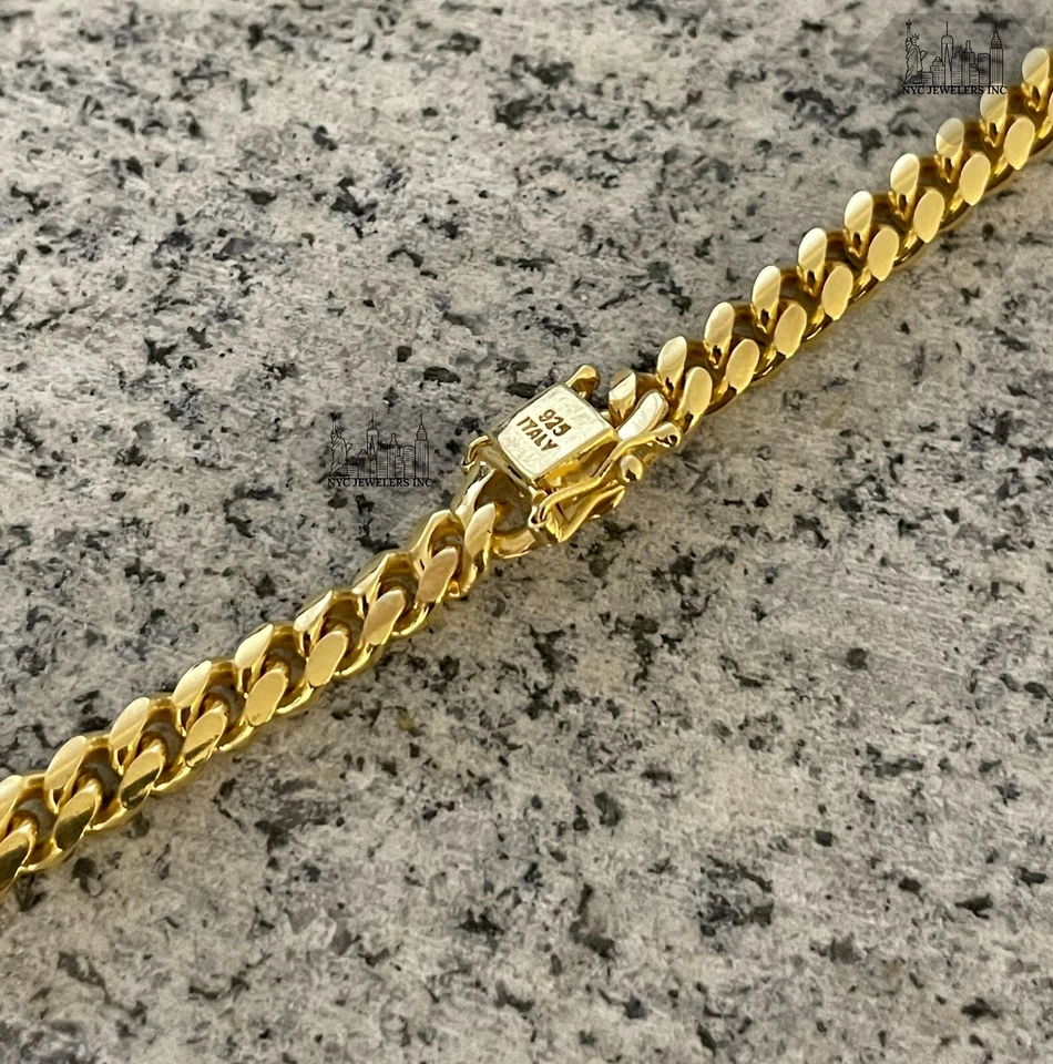 Collar de cadena de rapero grueso eslabón cubano chapado en oro de 14K de 6 mm Foto 2 de 4