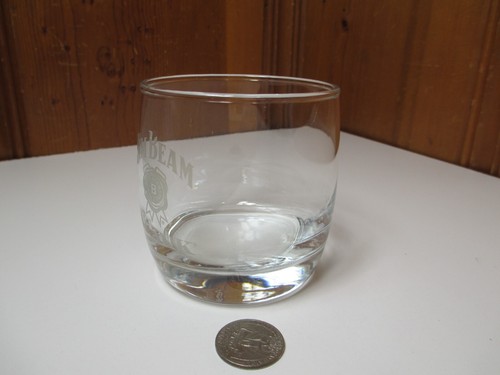 Jim Beam Black Bourbon Etched Frosted Logo 12oz Whiskey Low Ball Glass - Picture 2 of 5