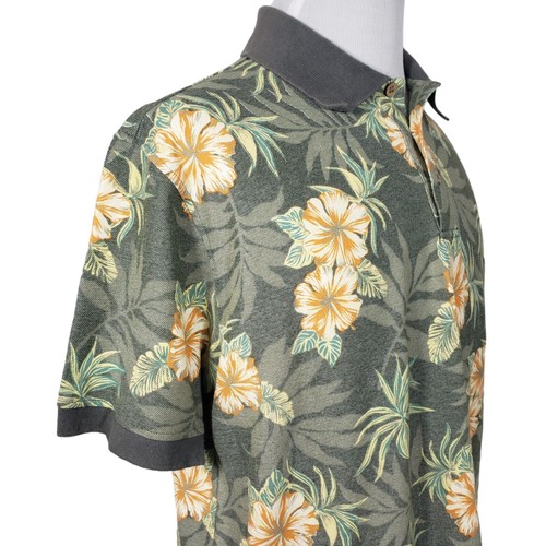 Island Blue Polo Shirt Mens Size Large Multicolor Floral Cotton Short Sleeve - Picture 6 of 9