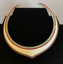 1970s Collar Omega Choker Necklace Rainbow Layered Laminated Cellulose Acetate