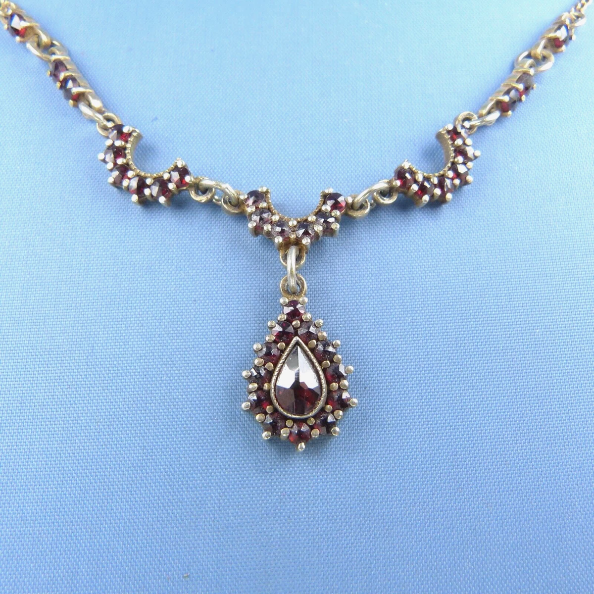 Sterling Silver Bohemian Garnet Necklace Antique Choker eBay