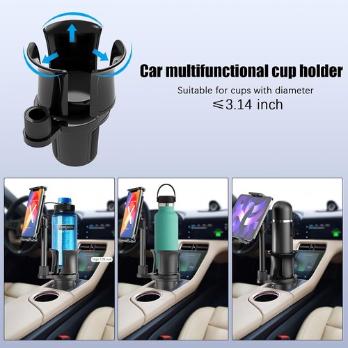 Car Cup Holder Phone Mount, Expander Smartphone/Tablet Mount 18-40oz Flask etc. - Zdjęcie 5 z 7