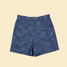 1990s Talbots high waisted blue shorts, size 12 vintage 90s womens floral shorts