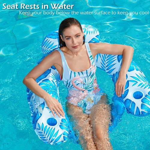 Inflatable Pool Float Chairs 2 Pack Floating Pool Chair Lounge Floats for Swim - Picture 8 of 8