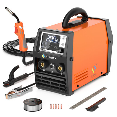 HITBOX Flux Core Welder ,ARC LIFT TIG  4-1 MIG Welding Machine 140A, LED Display
