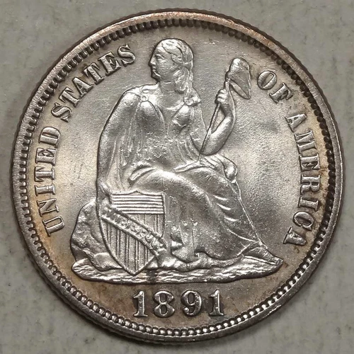 1891 Seated Liberty Dime, Choice Uncirculated    0618-10