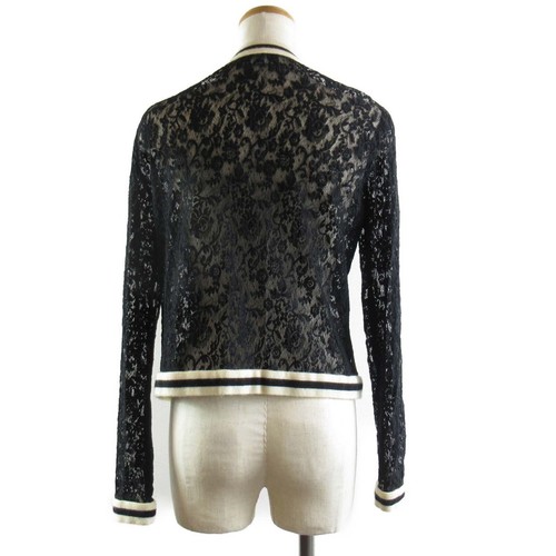 CHANEL Lace jacket Nylon Black White 