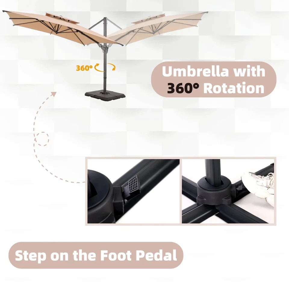 Paraguas colgante de patio voladizo desplazado de 10 pies para exteriores rotación 360�� Foto 4 de 4