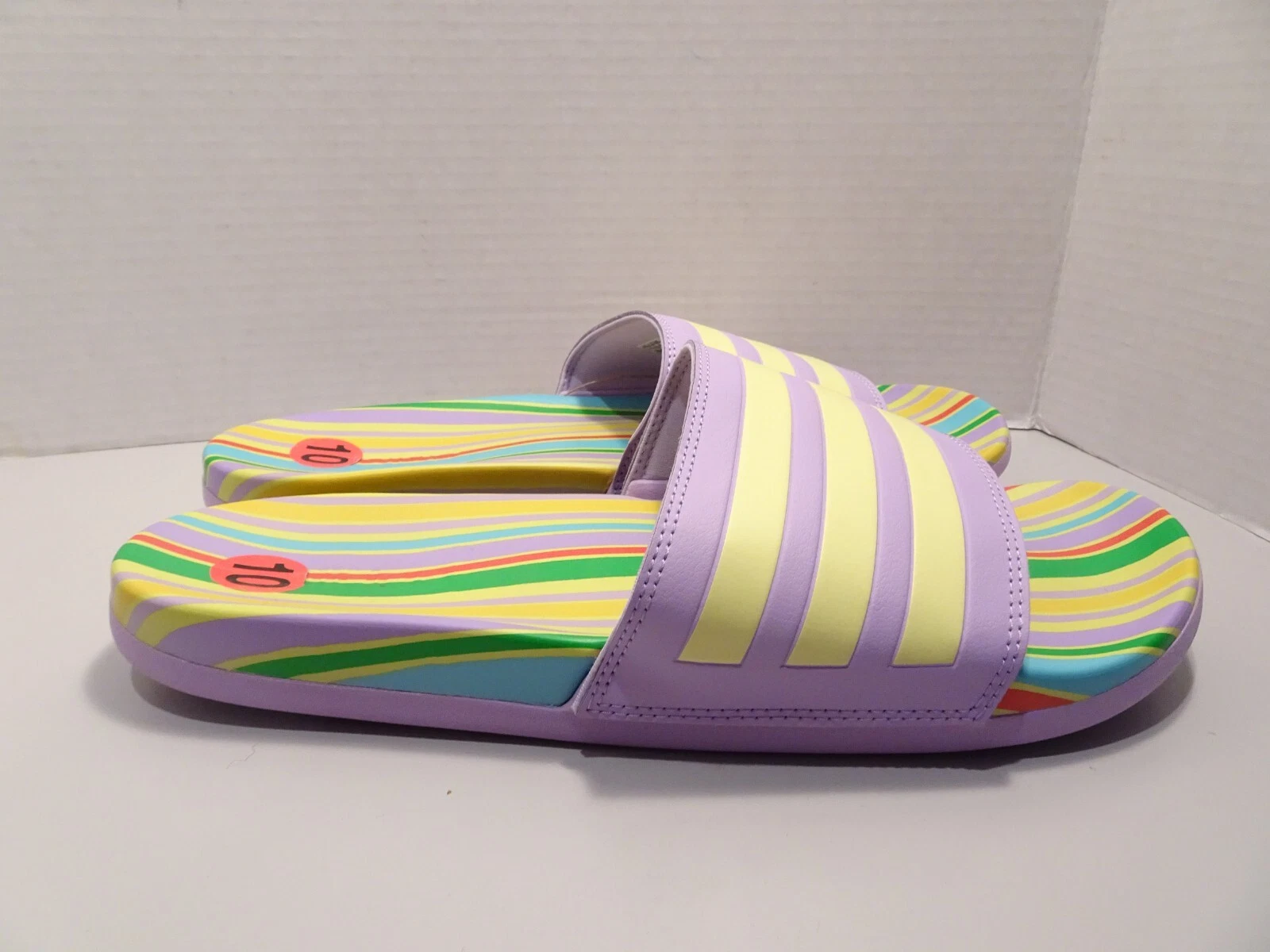 Sandali Adidas Adilette Comfort Slides HO3625 a righe donna taglia 11 nuovi viola