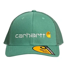 Carhartt Mens Seafoam Green Canvas Rugged Flex Fitted Mesh Back Baseball Cap M/L
