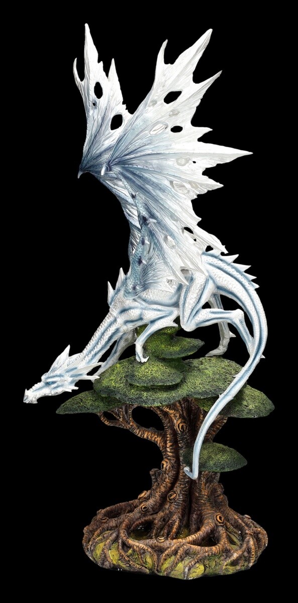 Dragon Figure on World Tree - Sapiens | Fantasy Decorative White Figurine