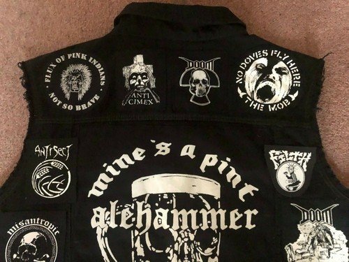 Anarcho Crust Punk Battle Jacket CutOff Denim Vest Hardcore Stenchcore Crossover - Picture 9 of 12
