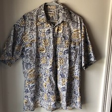 Campia Moda Vintage Hawaiian Tropical Button Up Shirt Short Sleeve Men's Large