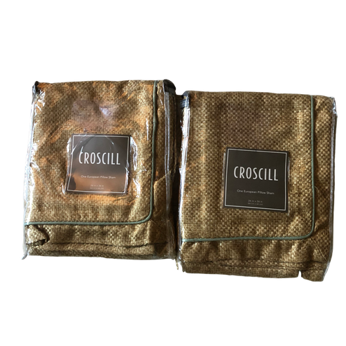 Pair Croscill European Shams Set of 2 New in Package Normandy Wheat 26