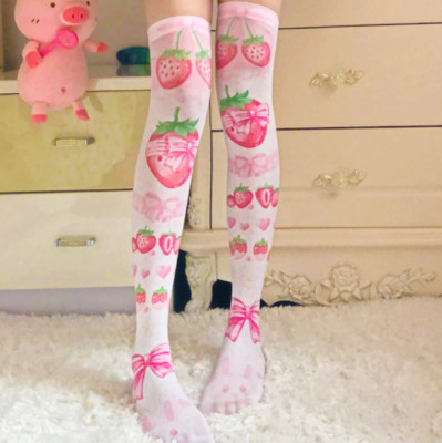 Sweet Strawberry Thigh High Stockings 