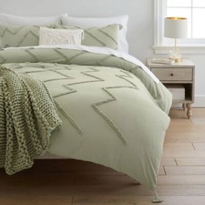 3 Piece Sage green tufted duvet cover, comforter cover, bed set with pillowcase