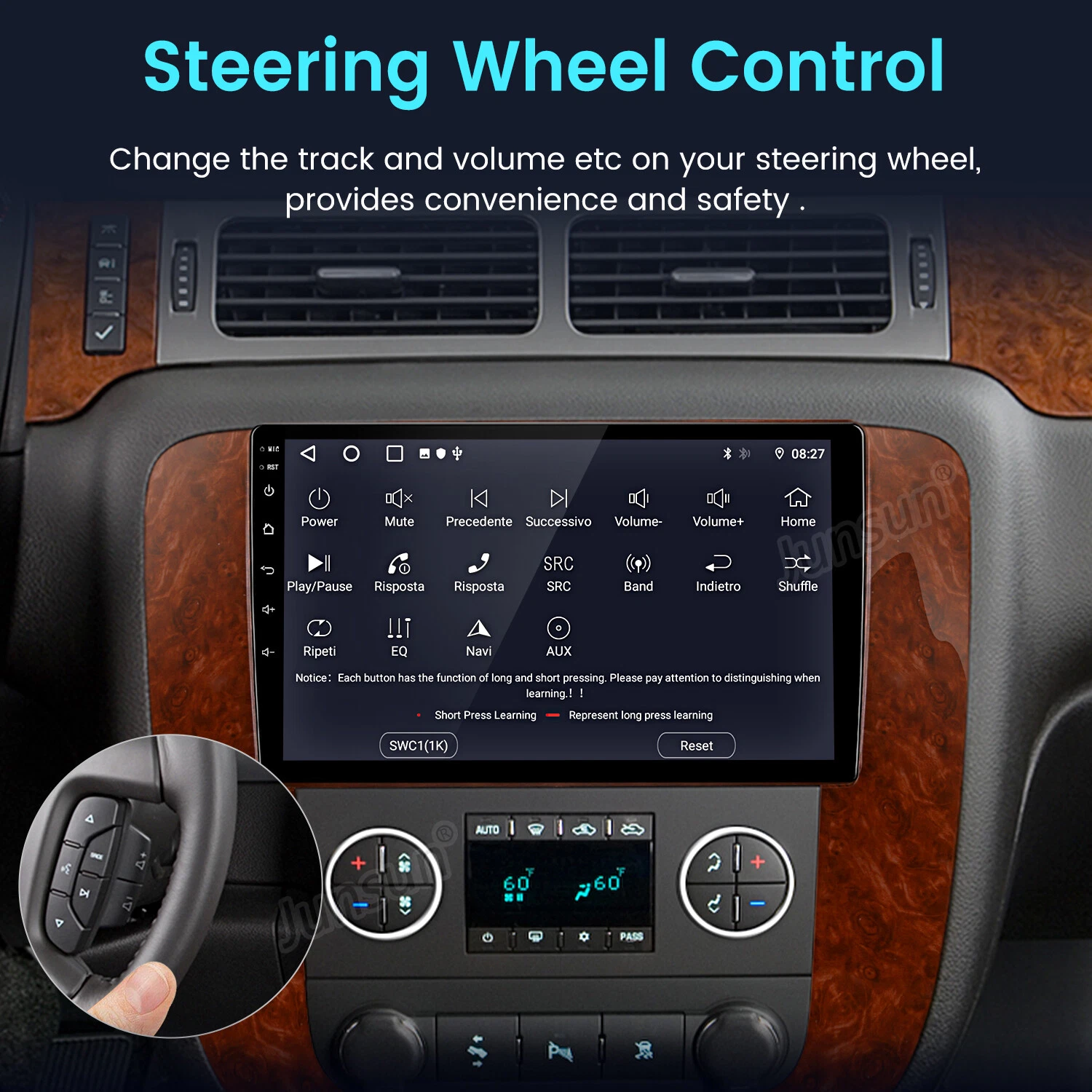  gmc yukon chevrolet tahoe suburban carplay android13 car stereo gps fm 