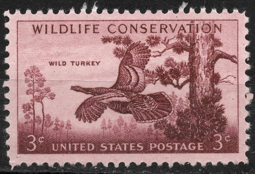 #1077 1956 3c US POSTAGE Wild Turkey -  Wildlife Conservation (1956) , MH - Picture 1 of 2