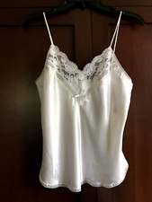 New Vintage 1980s Christian Dior for Saks White Camisole with Lace Trim Small