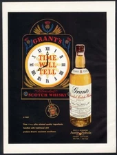 GRANT'S Scotch Whisky Ad 1956 Austin Nichols Import CLOCK Time Will Tell