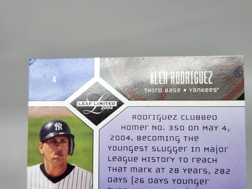 2004 Leaf Limited #4 Alex Rodriguez Bronze Spotlight #ed /100 sc - Picture 4 of 5