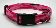 Pink Camo Camouflage Dog Collar Adjustable Handmade Custom Designer