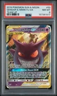 2019 POKEMON SUN & MOON TEAM UP #53 GENGAR & MIMIKYU GX PSA 8