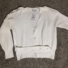 Mango Sweater Cardigan Womens Medium White V ...