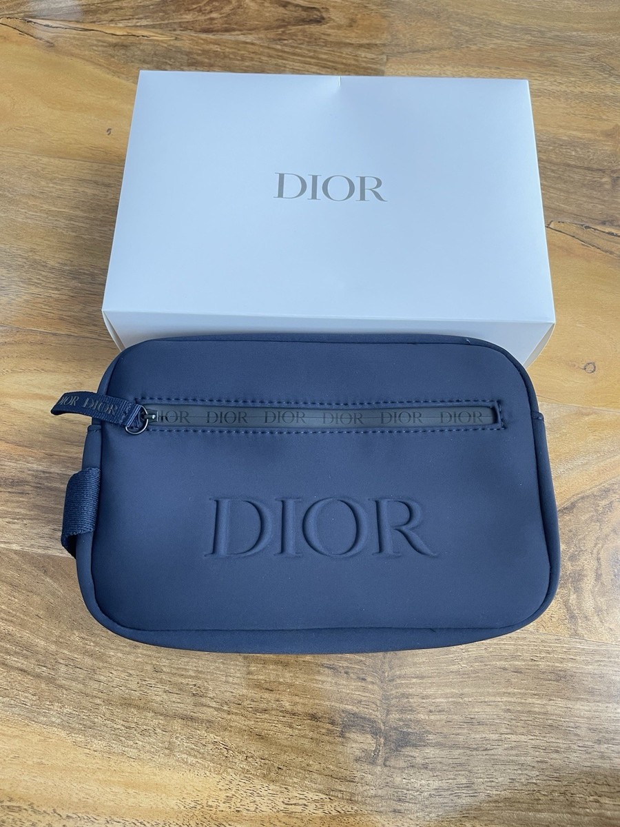 Dior Men's Unisex Navy Blue Toiletry Travel Bag Pouch - Brand New