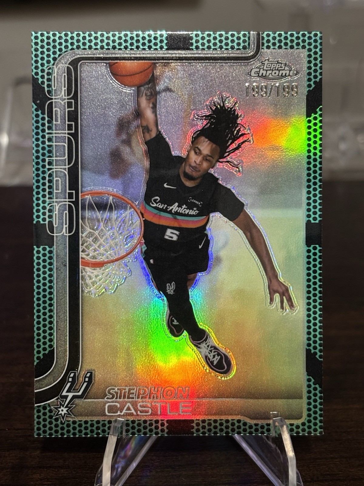 2025-26 Topps Chrome Update Stephon Castle Teal Basketball Refractor #199/199