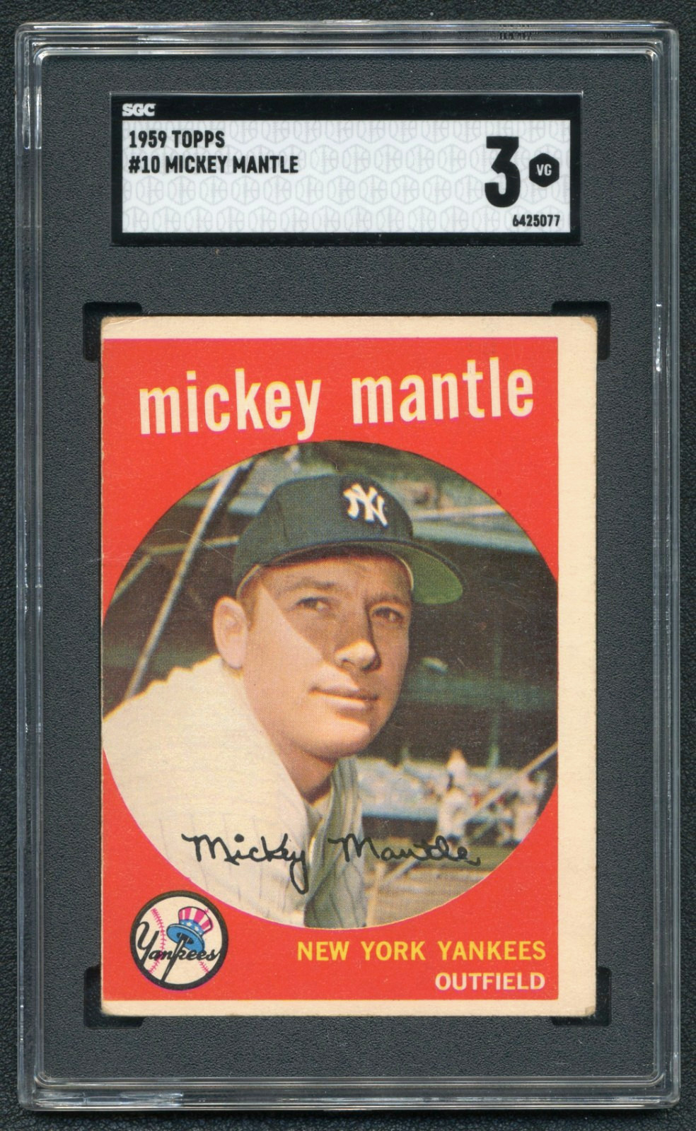 Mickey Mantle 1959 Topps SGC 3 Baseball Card Vintage Graded Yankees MLB #10