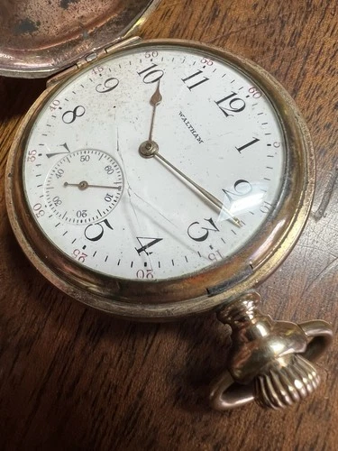 1908 WALTHAM Gold Filled Full Hunter Gents Pocket Watch. Non Runner Antique