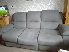 ACME Furniture Grey 3-Seater Recliner Sofa, Traditional Solid Blended Fabric