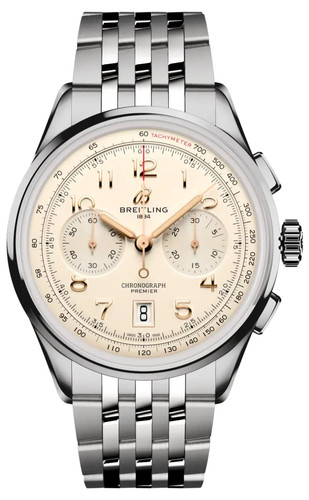 2026 Breitling Premier B01 Cream Dial Stainless Steel Men's Watch AB0145211G1A1