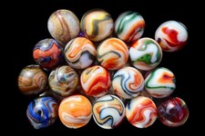D.A.S. COLLECTOR MARBLES TIN,  MIXED RUN Aventurine Swirl Collection JABO