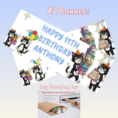 X2 JELLYCAT Personalisierte Geburtstagsbanner Partybanner Versand Premium Qualität
