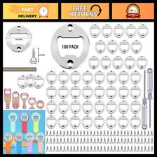 Stainless Steel Bottle Opener Inserts Kit - 100 Sets with Screws Screwdriver f