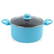 Kochtopf Tasty Induktion Deckel Topf Antihaft Beschichtung Aluminium 24 cm blau