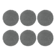 6Pcs Fluffy Soft Faux Fur Pom Poms for Hats with Elastic Loop, Gray