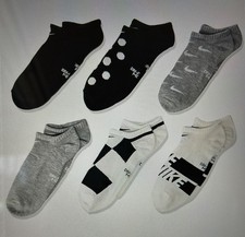 Nike SMALL 3Y-5Y Kids Everyday Lightweight No Show Socks 6 Pair Black..White