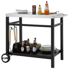Royal Gourmet Dining Cart Stainless Steel Flattop and black frame, Black