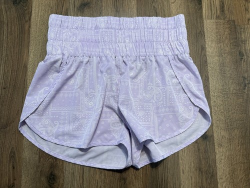 Vanilla Star Shorts Women's Size Large White Purple Athletic Wear High Rise