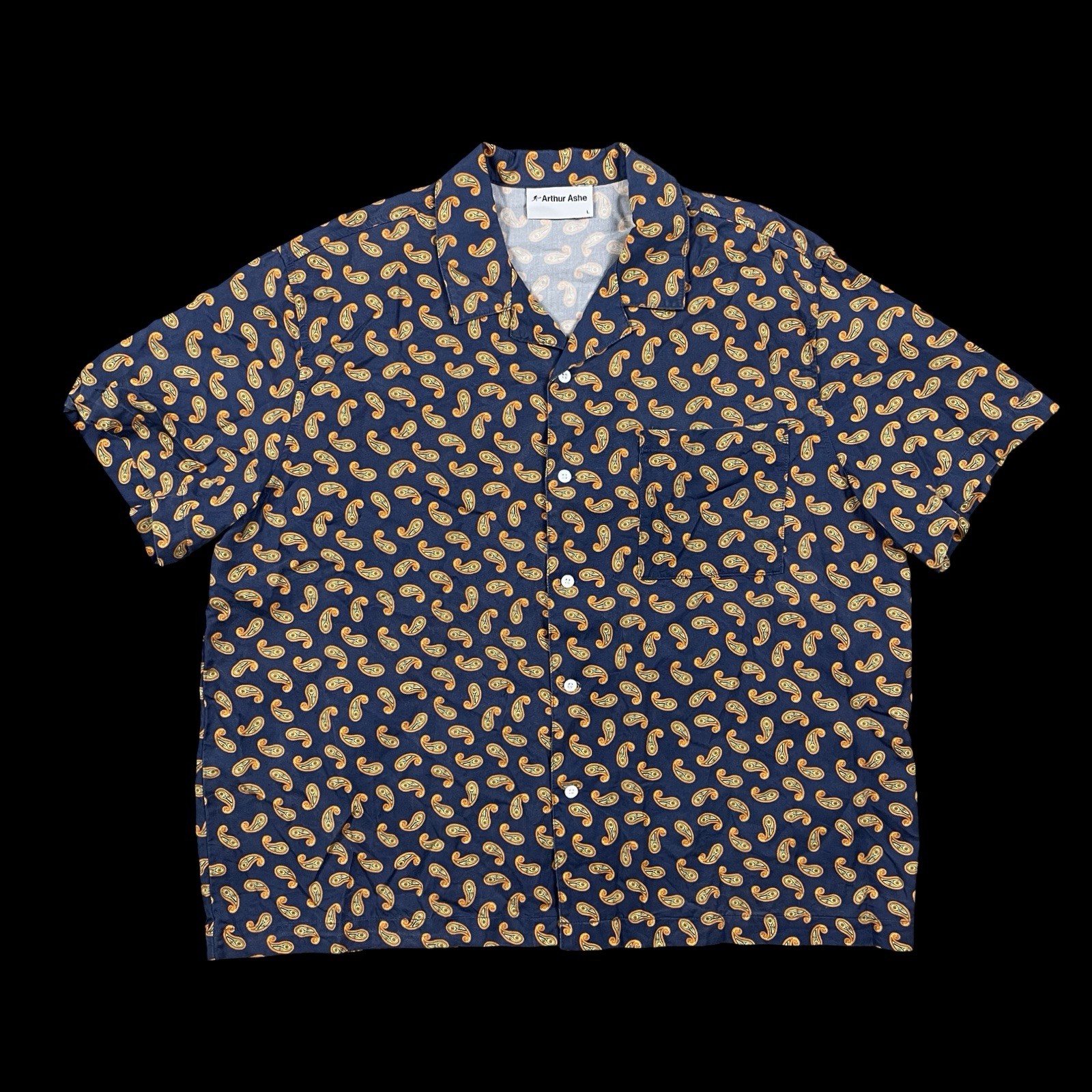 FILA Blazer canottaggio X Arthur Ashe camicia uomo grande paisley manica corta abbottonata