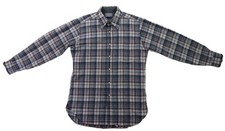 Vintage 70s PENDLETON USA Men  s Medium Blue Plaid Lodge Wool Button Up Shirt