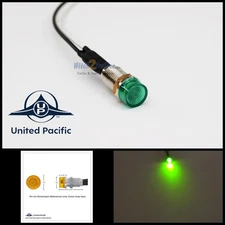 (1) Green Mini LED Dash Light Indicator, Pilot Warning Lamp, 1/4" Mounting Hole